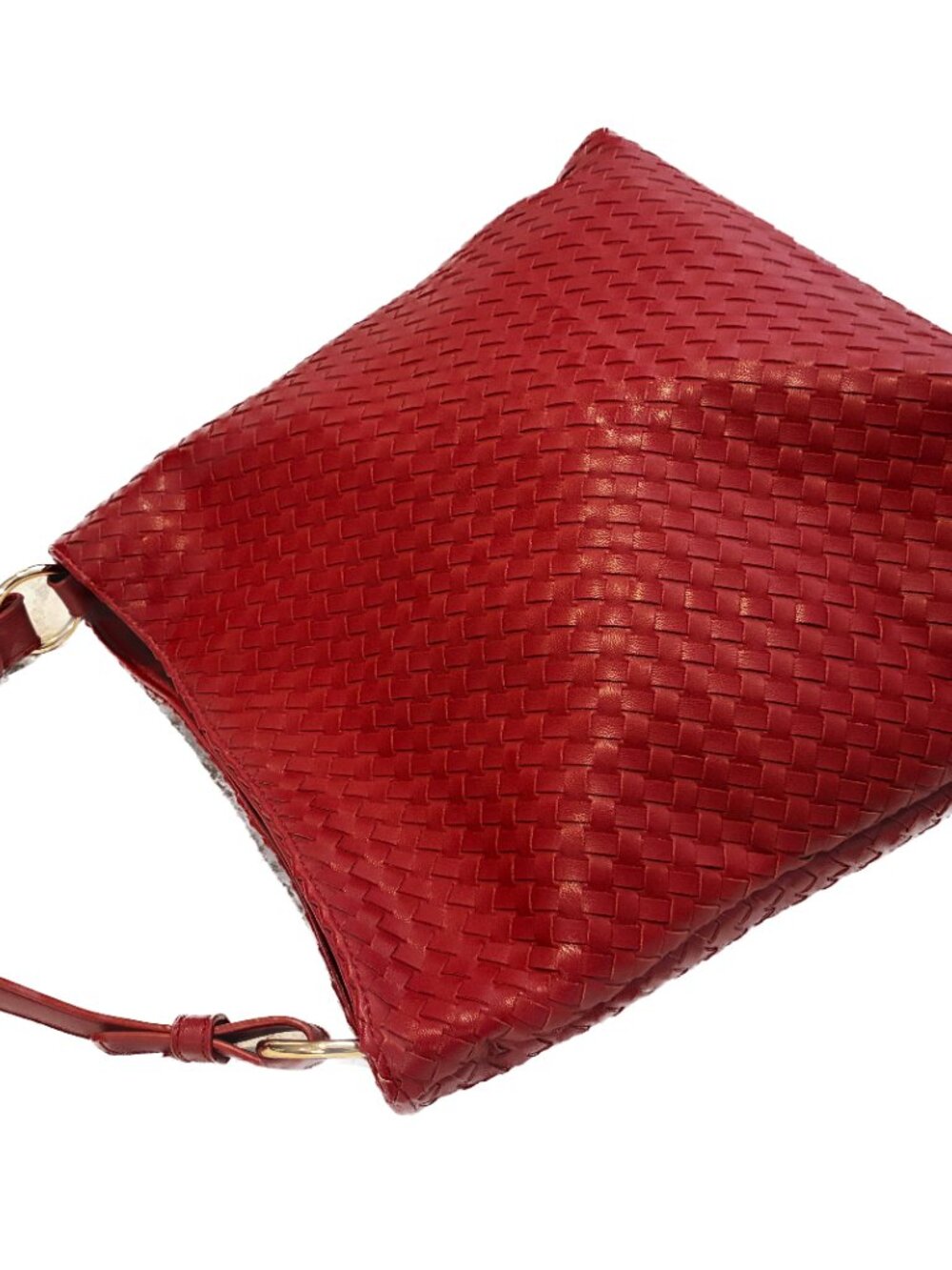 Lulu Dharma Crimson Red Woven Vegan Leather Hobo Shoulder Bag - Picture 5 of 16